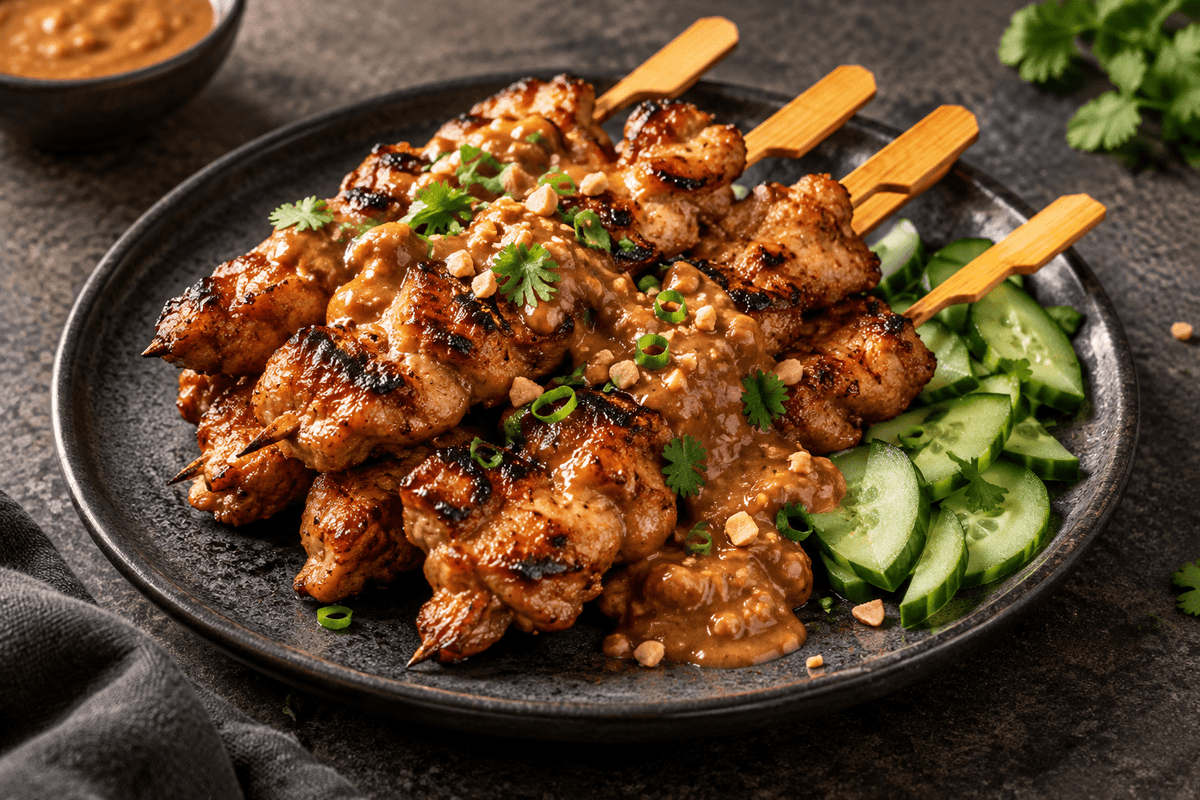 Gegrilde kipdijsaté met overheerlijke satésaus - Food to Enjoy