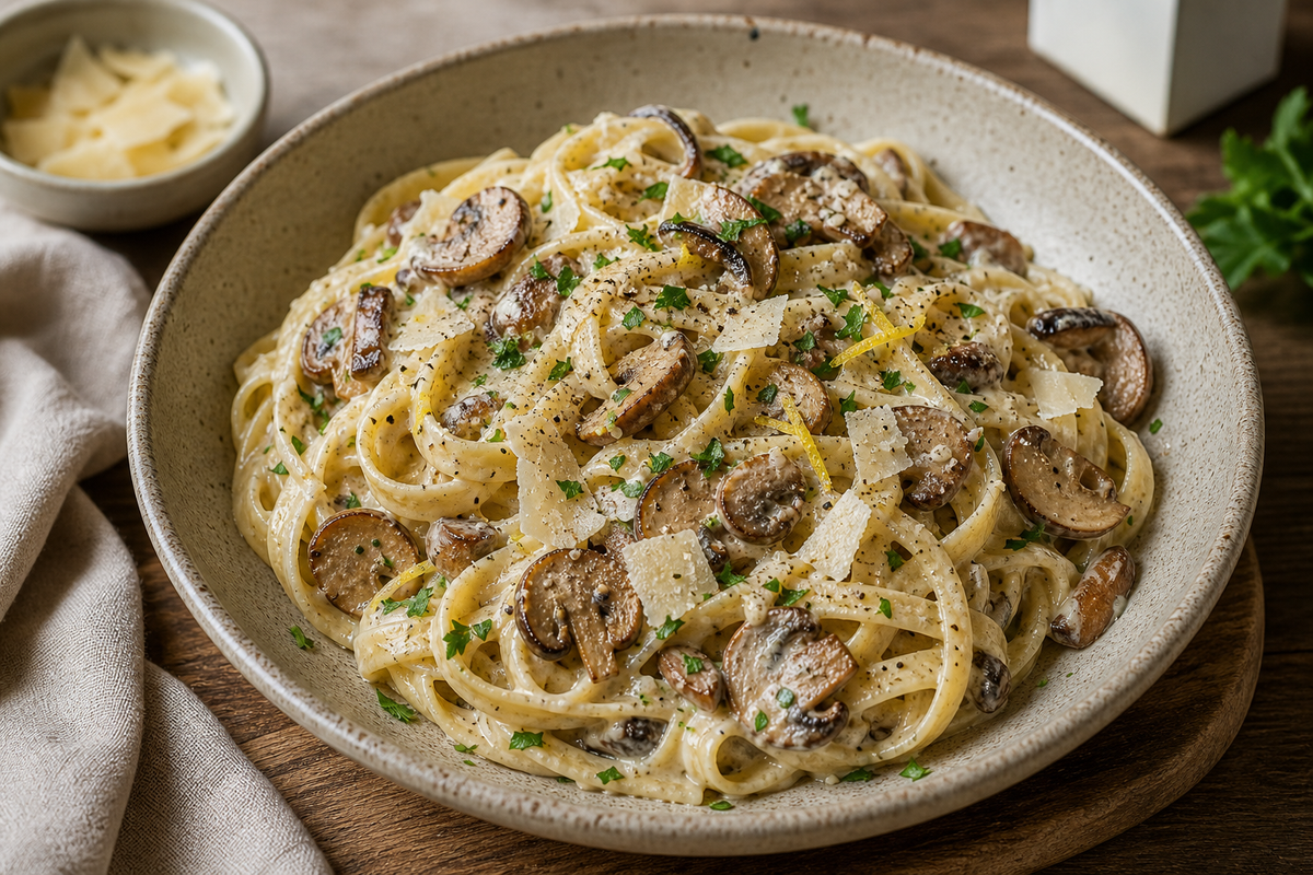 Romige paddenstoelenpasta met panna da cucina - Food to Enjoy