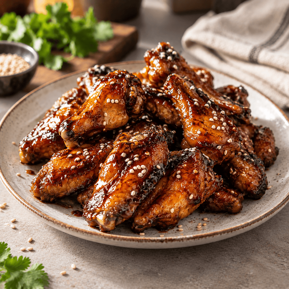 Sticky kippenvleugels met honing, soja en limoen - Food to Enjoy