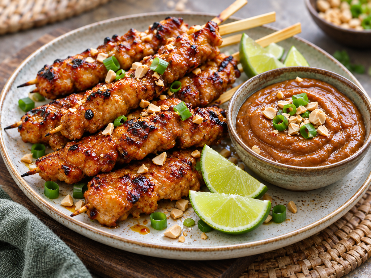 Gegrilde kipdijsaté met overheerlijke satésaus - Food to Enjoy