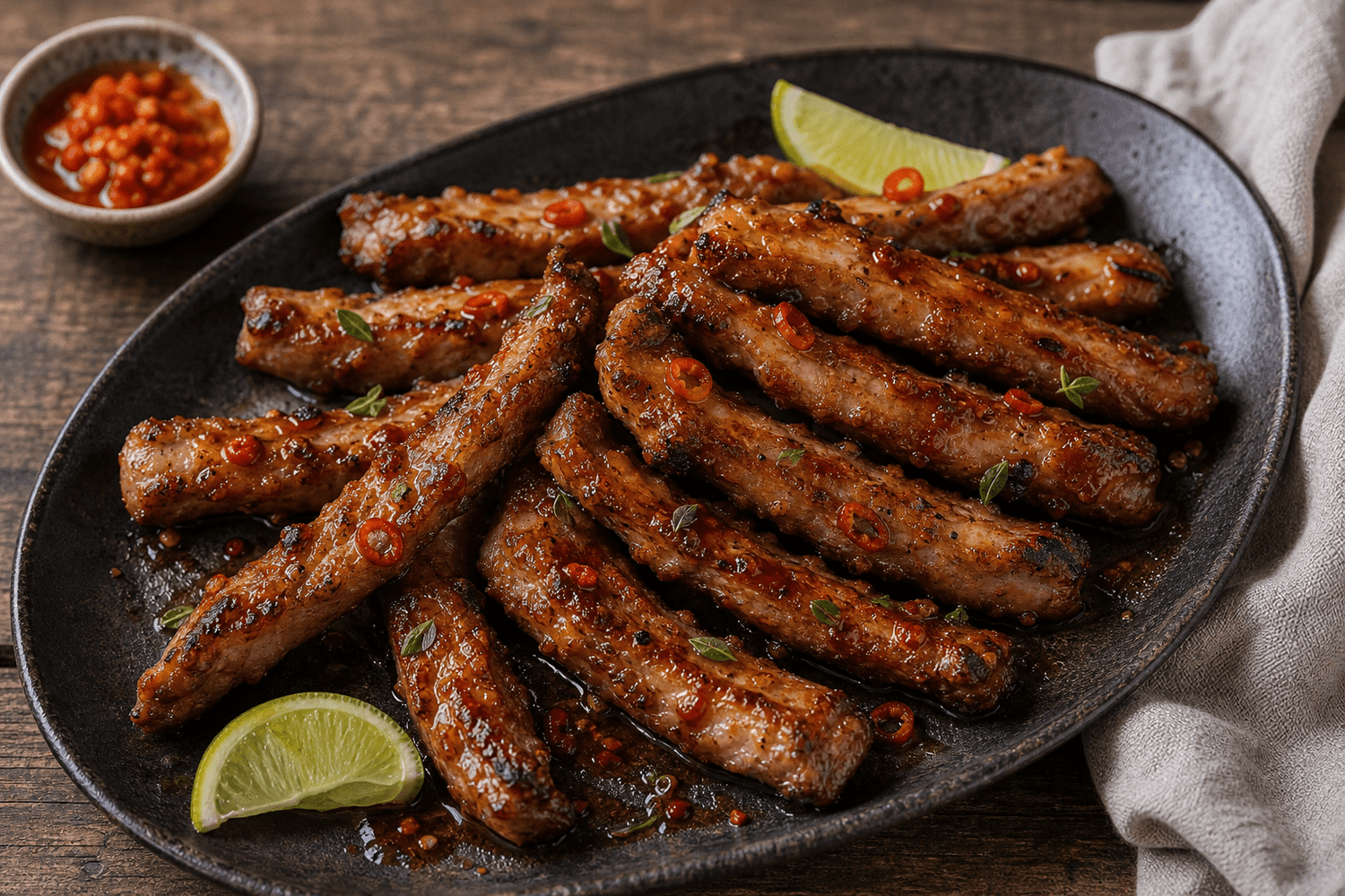 Iberico ribfingers met honing-chili lak - Food to Enjoy