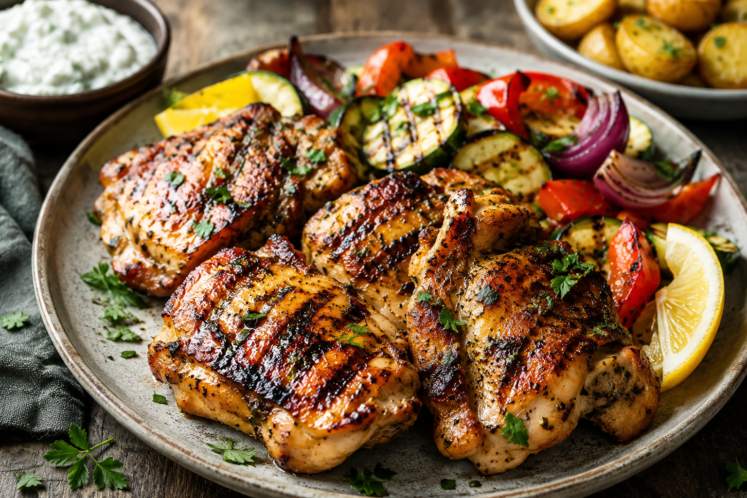 Mediterrane kippendij van de barbecue - Food to Enjoy
