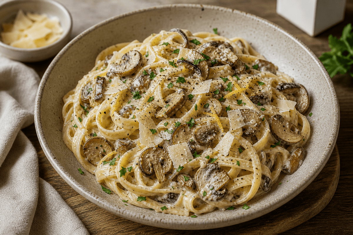 Romige paddenstoelenpasta met panna da cucina - Food to Enjoy