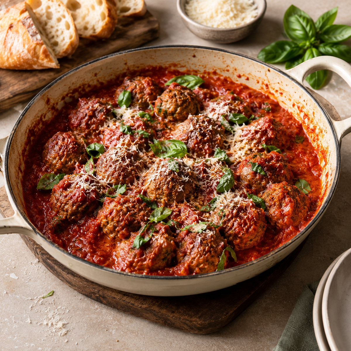 Rundergehaktballetjes in tomatensaus met Parmezaan - Food to Enjoy