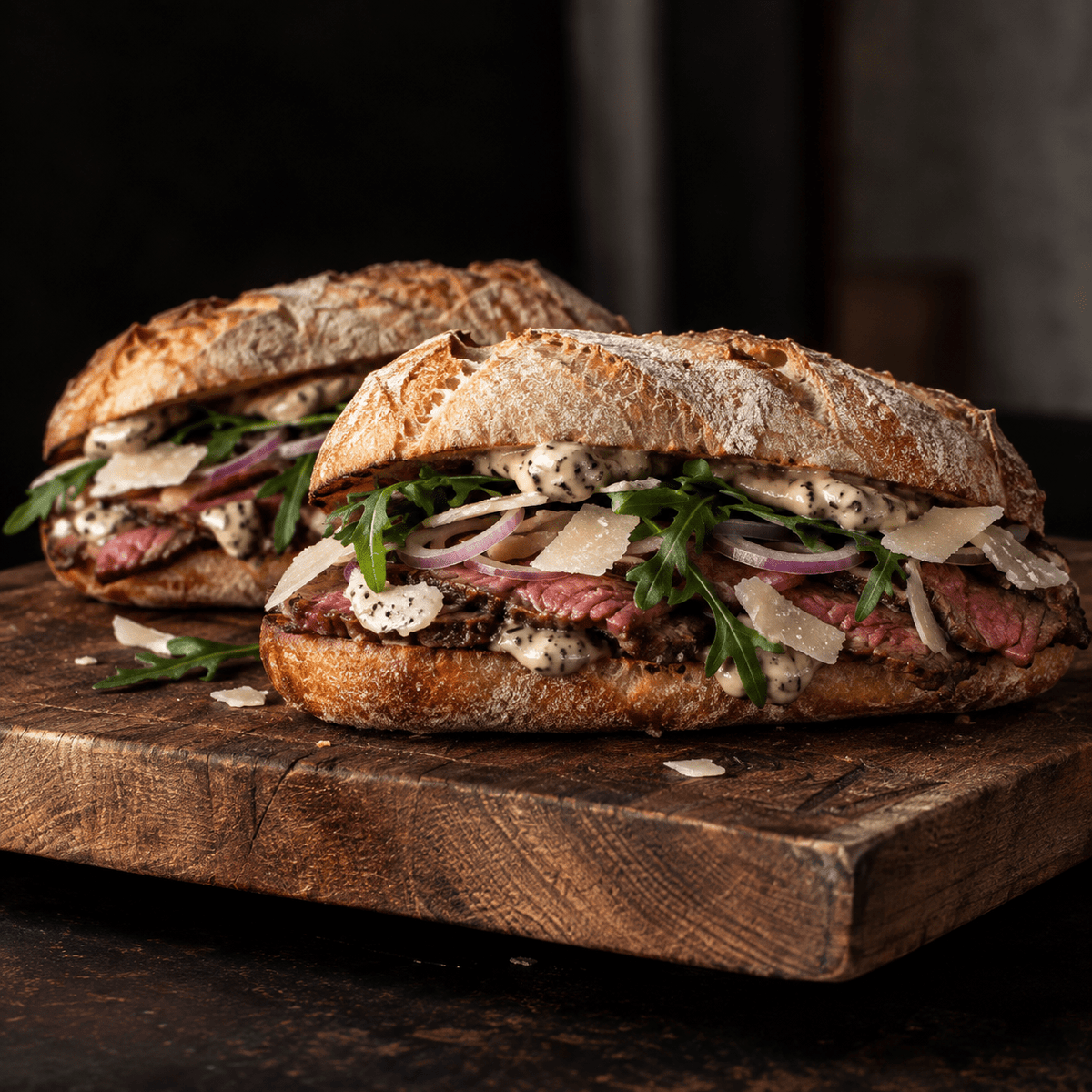Steak sandwich met zwarte truffelmayonaise - Food to Enjoy
