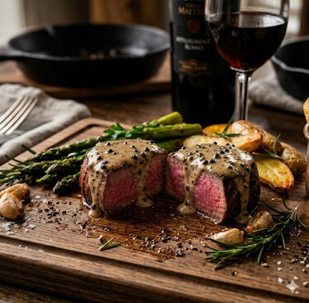 Tournedos met zelfgemaakte pepersaus - Food to Enjoy